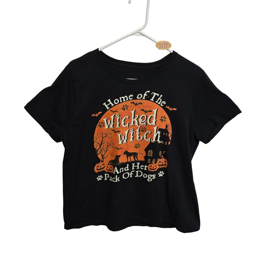 Gildan Wicked Witch Pack‎ Of Dogs Halloween T-Shirt Black XL Womens Short Sleeve